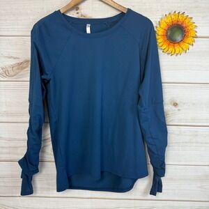 Fabletics‎ Womens Long Sleeve Top Ruched Sleeve Athletic Activewear Size Large